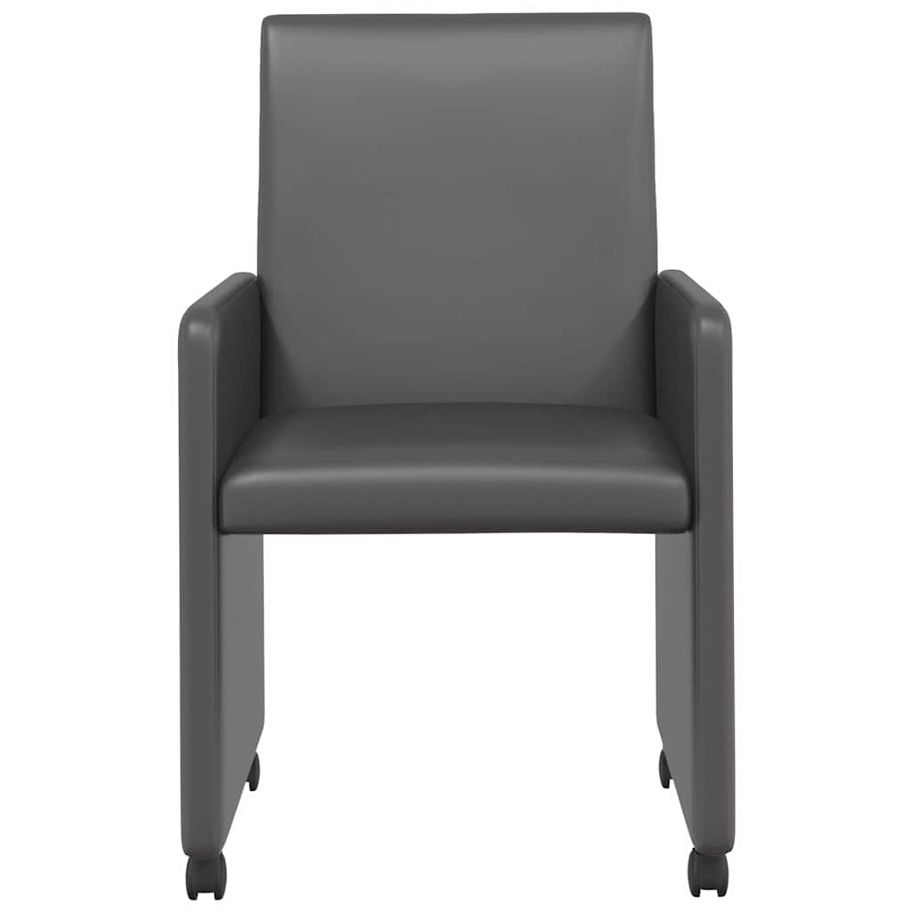 vidaXL Krzesełka jadalne na kółkach 2 pcs Szary 57 x 66 x 94 cm