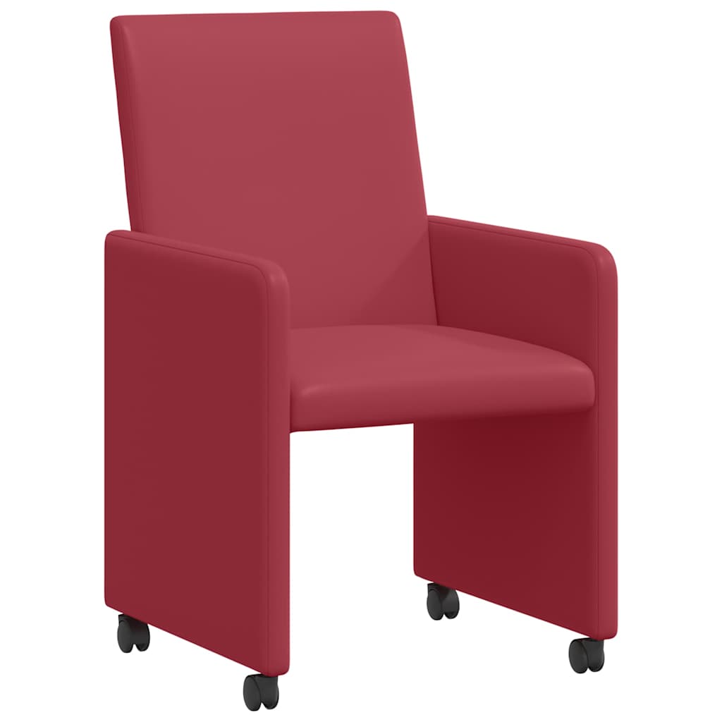 vidaXL Krzesełka jadalne na kółkach z kółkami 2 pcs czerwone wino