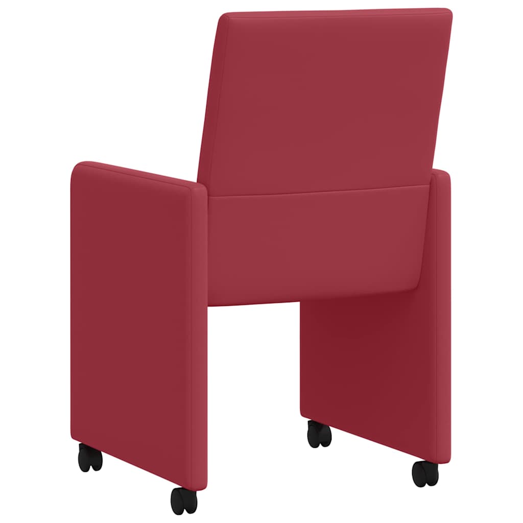 vidaXL Krzesełka jadalne na kółkach z kółkami 2 pcs czerwone wino