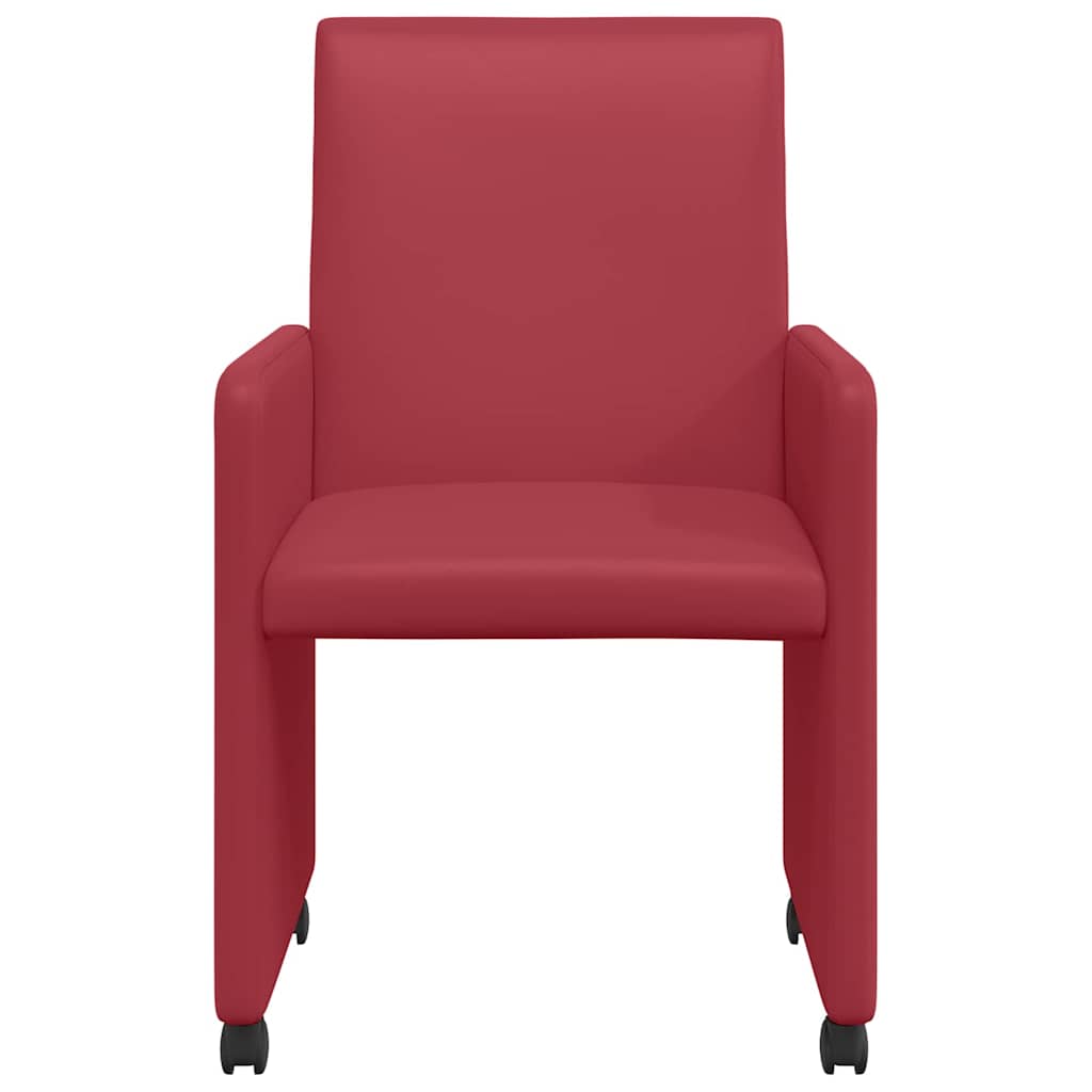 vidaXL Krzesełka jadalne na kółkach z kółkami 2 pcs czerwone wino