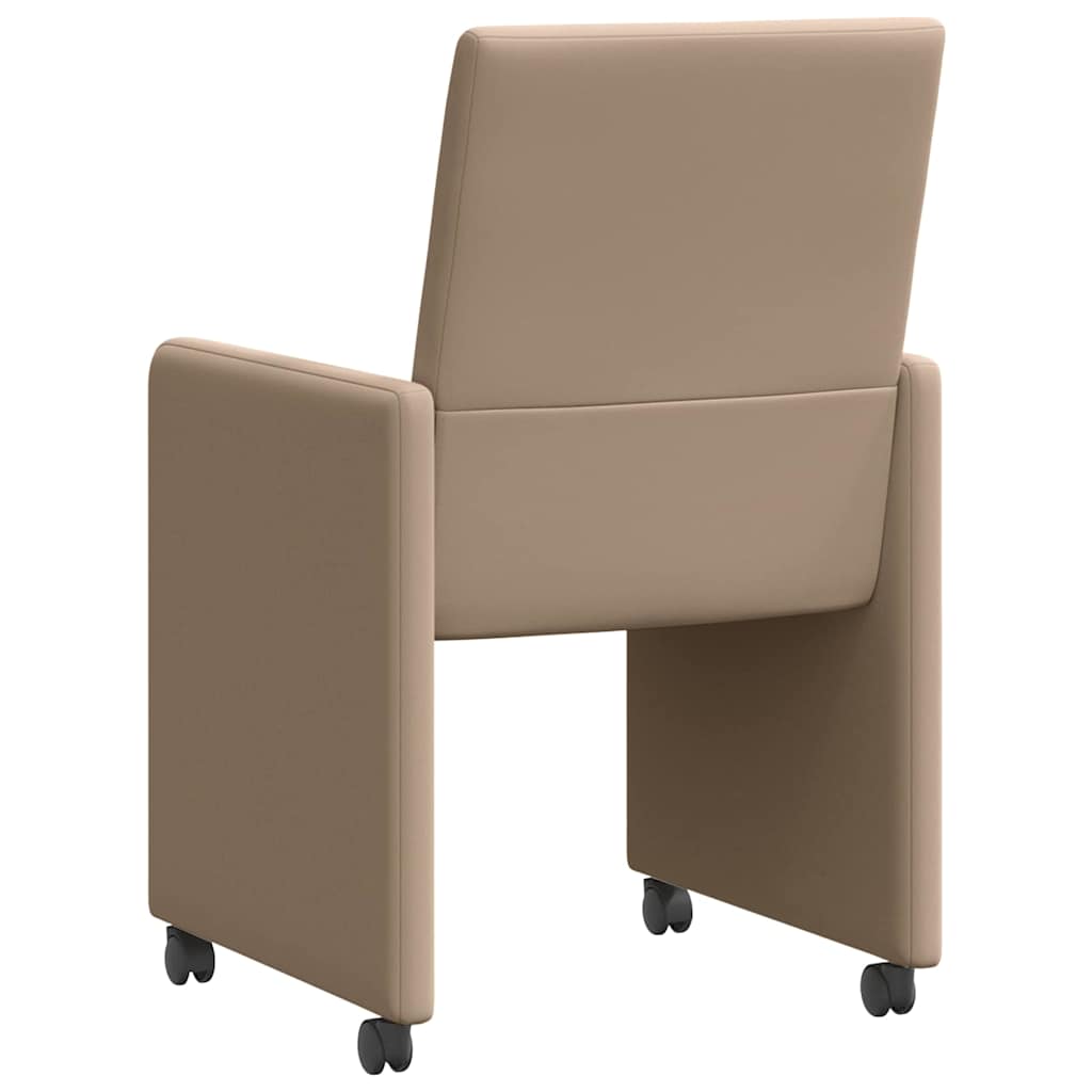 vidaXL Krzesełka jadalne na kółkach 2 pcs Cappuccino 57 x 66 x 94 cm