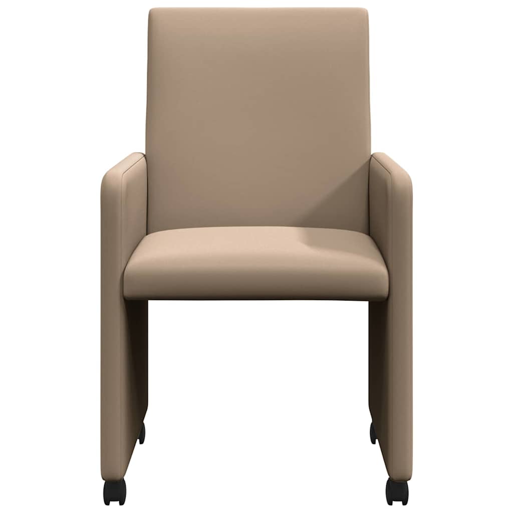 vidaXL Krzesełka jadalne na kółkach 2 pcs Cappuccino 57 x 66 x 94 cm