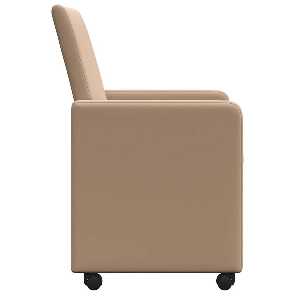 vidaXL Krzesełka jadalne na kółkach 2 pcs Cappuccino 57 x 66 x 94 cm
