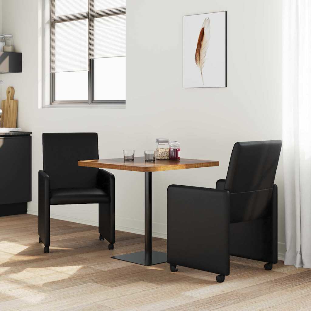 vidaXL Krzesełka jadalne na kółkach 2 pcs Czarny 57 x 66 x 94 cm