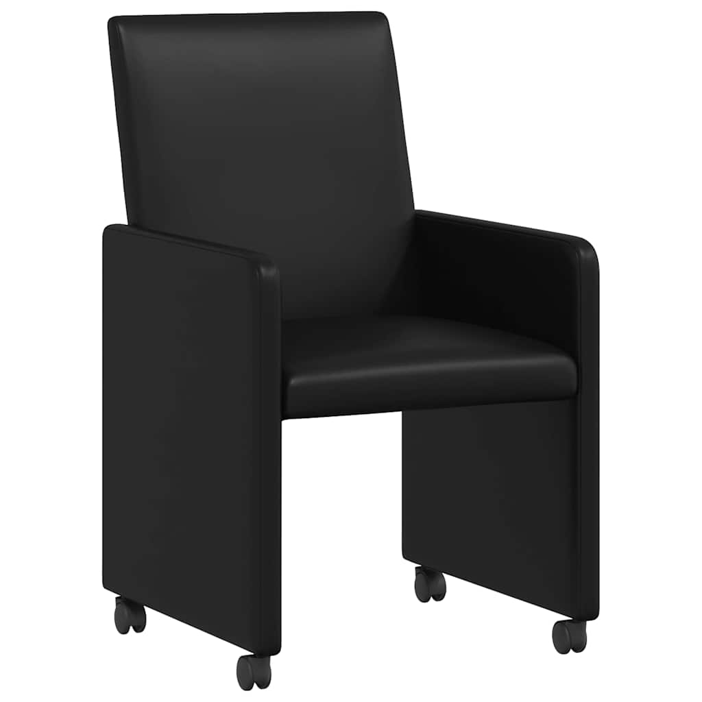 vidaXL Krzesełka jadalne na kółkach 2 pcs Czarny 57 x 66 x 94 cm