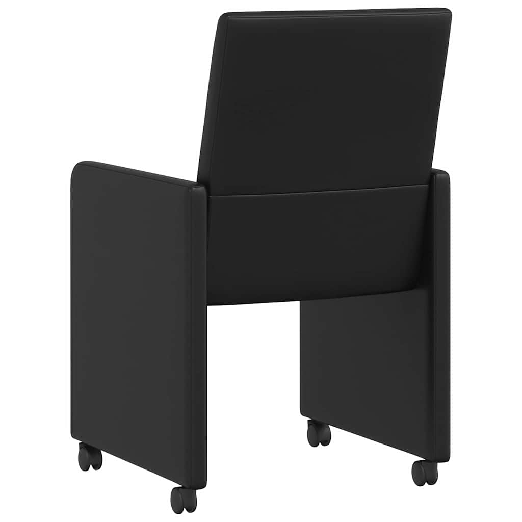 vidaXL Krzesełka jadalne na kółkach 2 pcs Czarny 57 x 66 x 94 cm