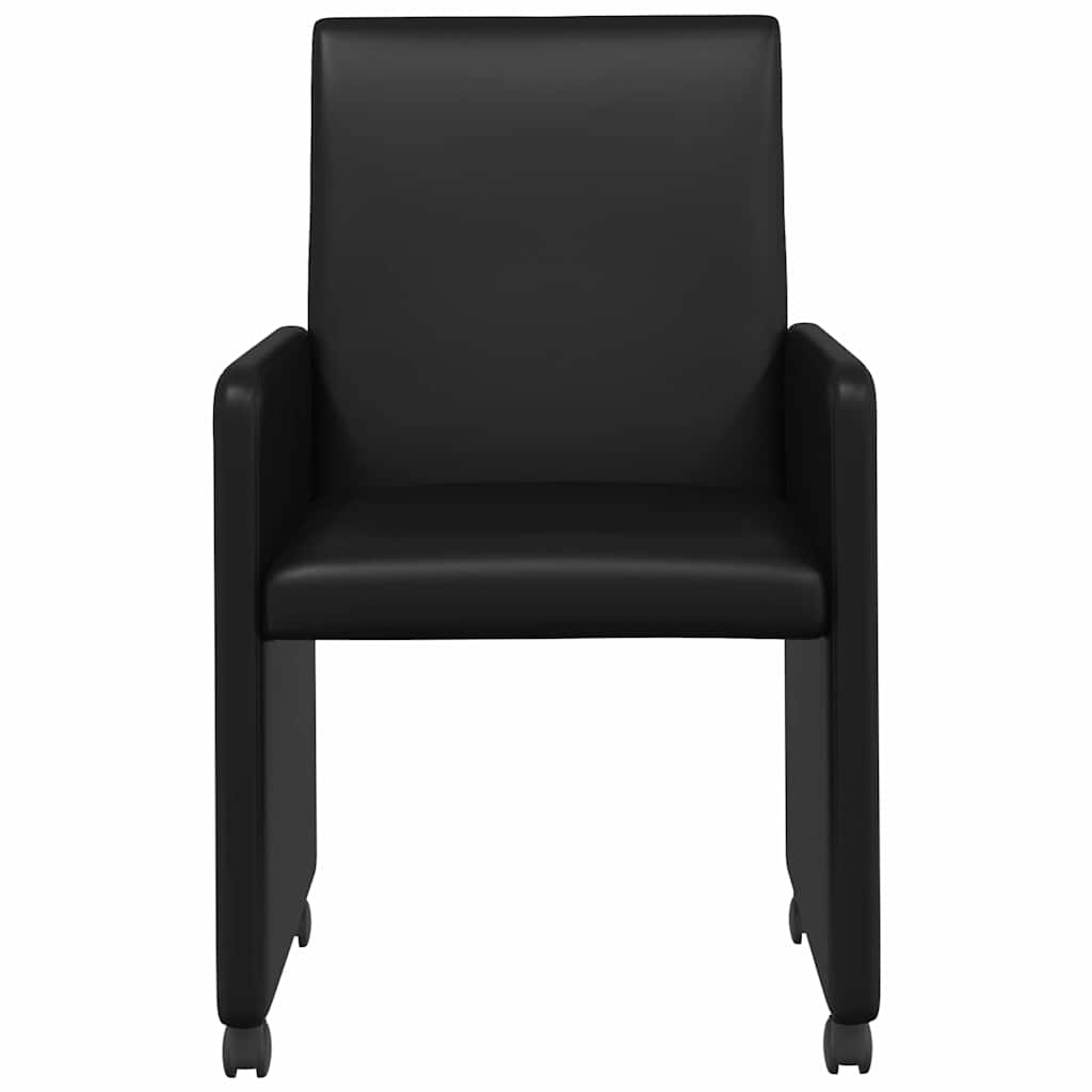 vidaXL Krzesełka jadalne na kółkach 2 pcs Czarny 57 x 66 x 94 cm
