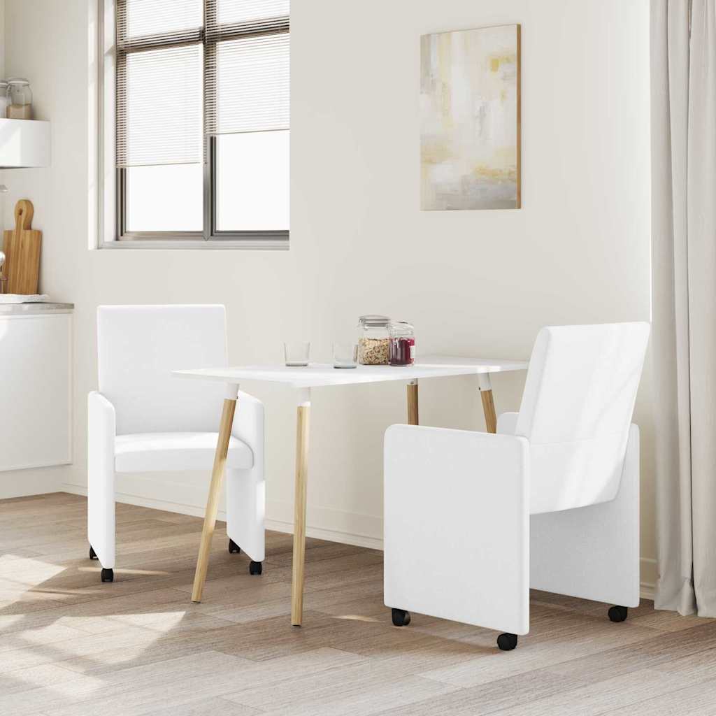vidaXL Krzesełka jadalne na kółkach 2 pcs Biały 57 x 66 x 94 cm