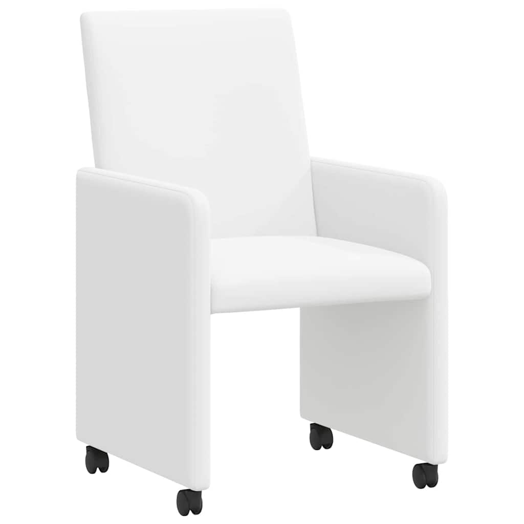 vidaXL Krzesełka jadalne na kółkach 2 pcs Biały 57 x 66 x 94 cm