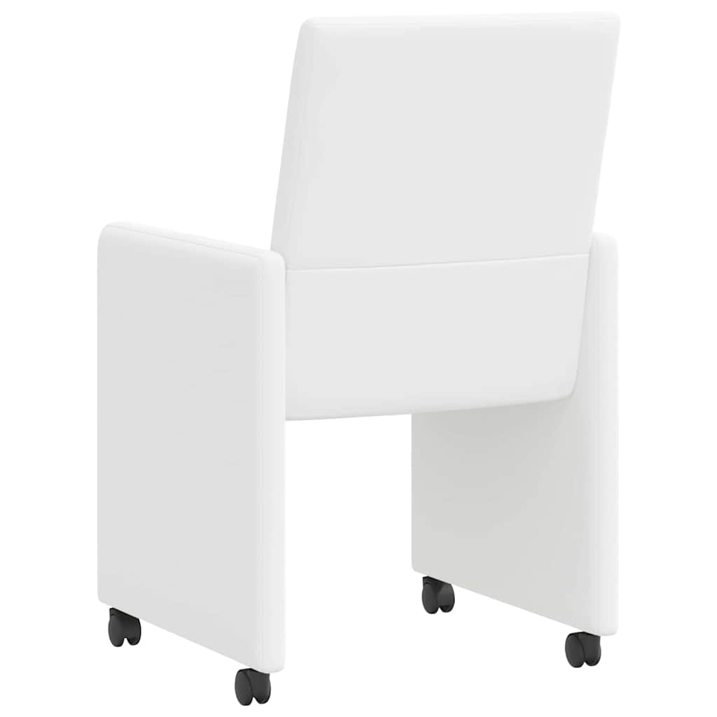 vidaXL Krzesełka jadalne na kółkach 2 pcs Biały 57 x 66 x 94 cm