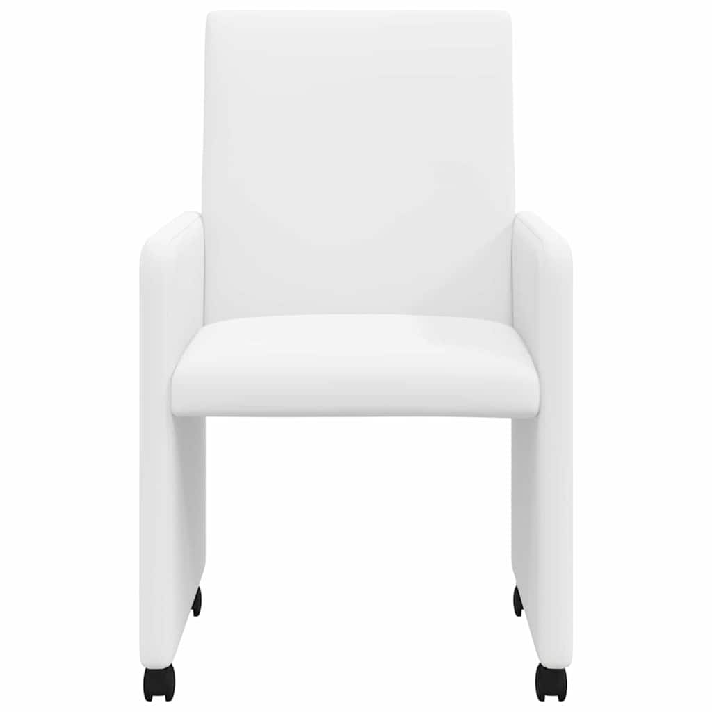 vidaXL Krzesełka jadalne na kółkach 2 pcs Biały 57 x 66 x 94 cm