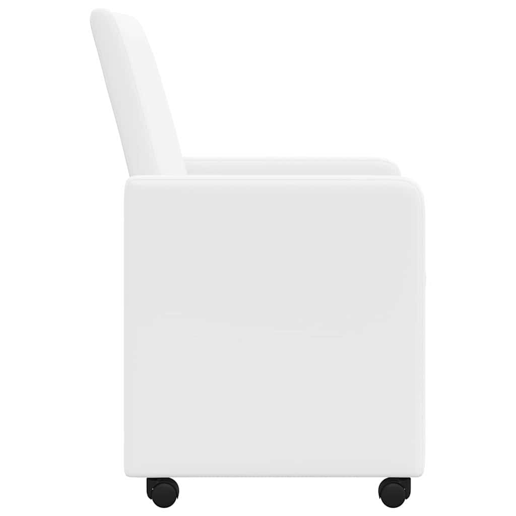vidaXL Krzesełka jadalne na kółkach 2 pcs Biały 57 x 66 x 94 cm