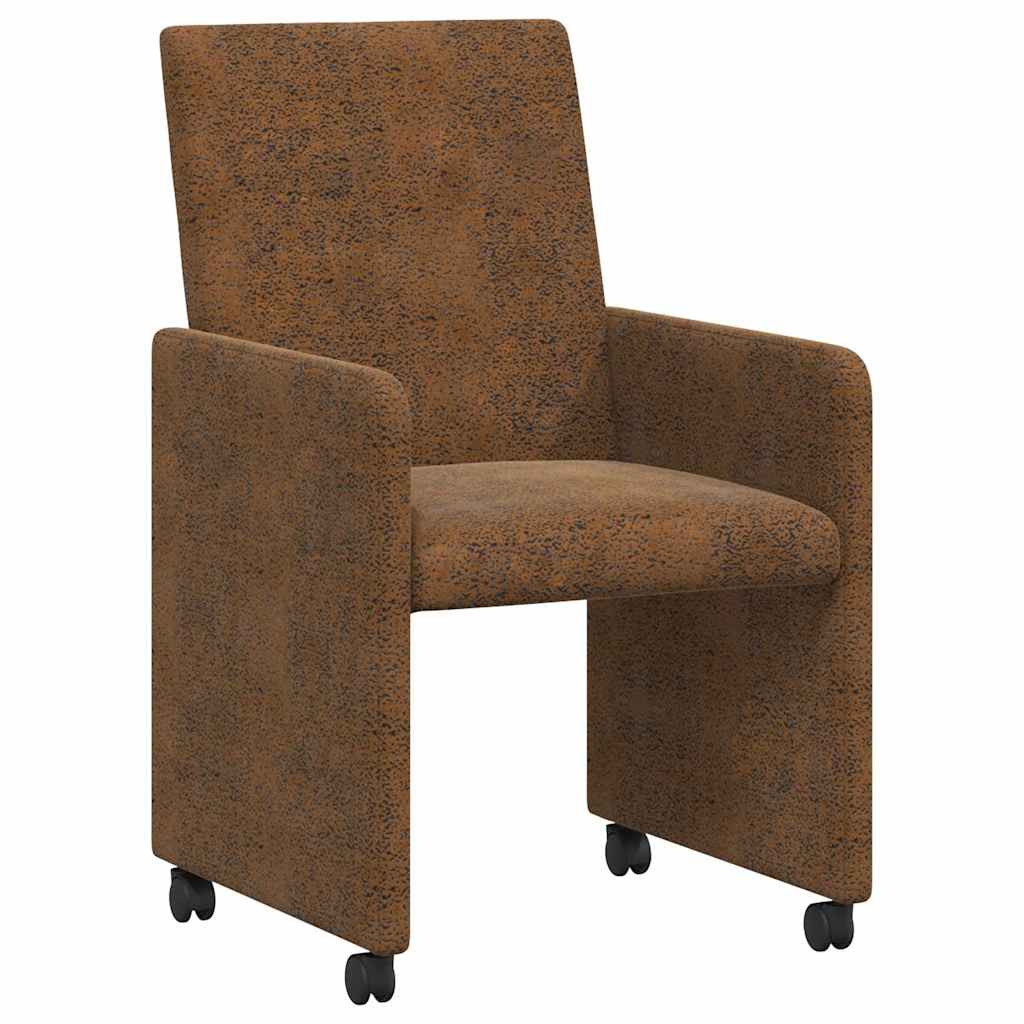 vidaXL Krzesełka jadalne na kółkach 2 pcs Brązowy 57 x 66 x 94 cm