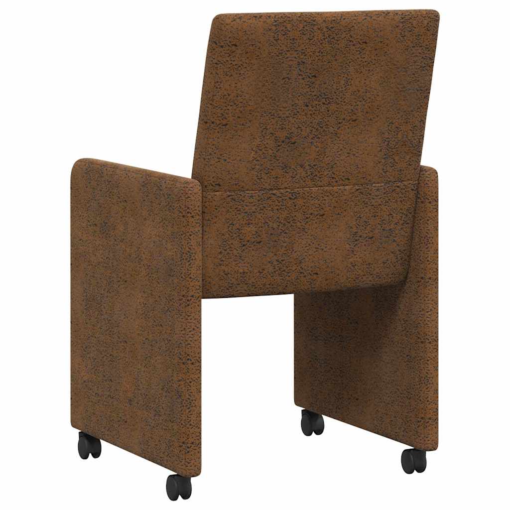 vidaXL Krzesełka jadalne na kółkach 2 pcs Brązowy 57 x 66 x 94 cm