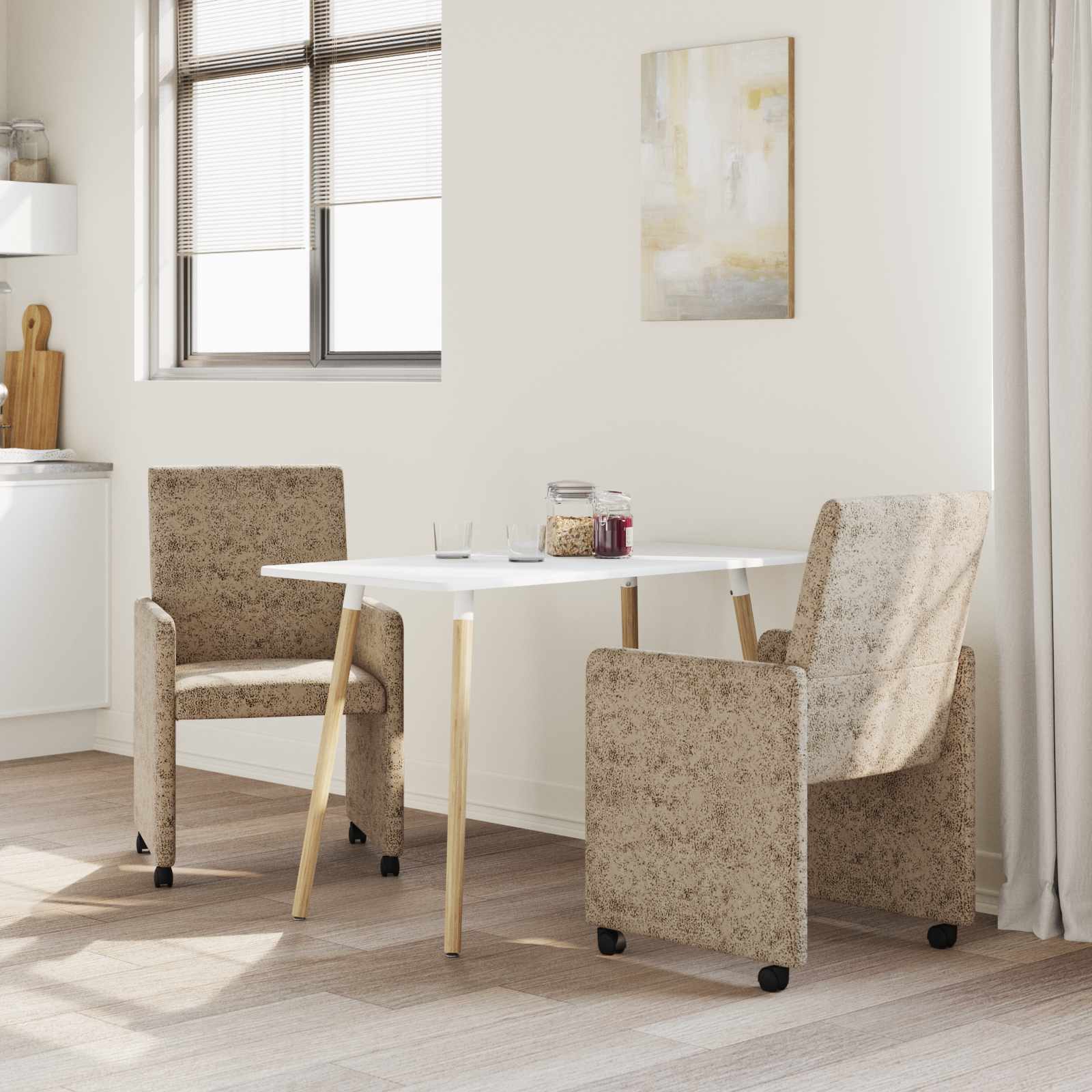 vidaXL Krzesełka jadalne na kółkach 2 pcs Jasnoszary 57 x 66 x 94 cm