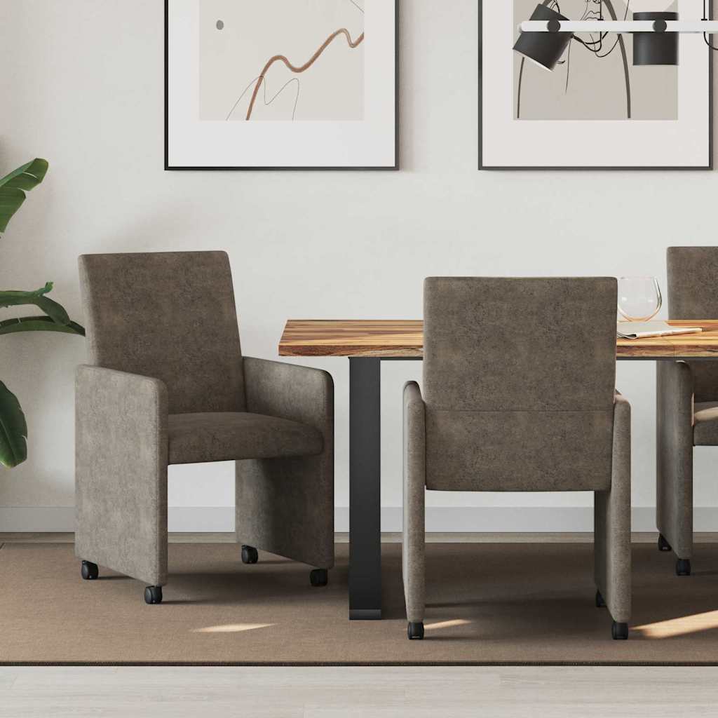 vidaXL Krzesełka jadalne na kółkach 2 pcs ciemno szary 57 x 66 x 94 cm