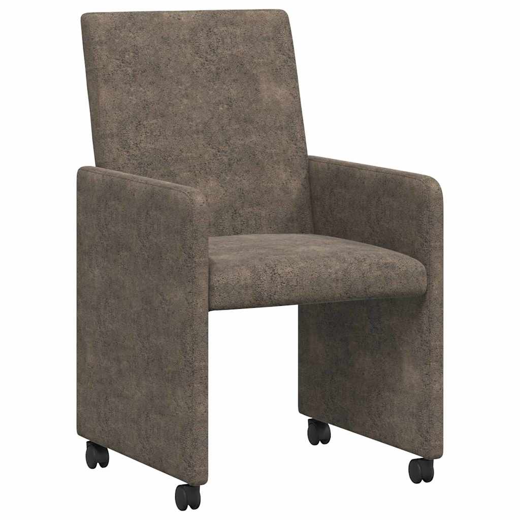 vidaXL Krzesełka jadalne na kółkach 2 pcs ciemno szary 57 x 66 x 94 cm