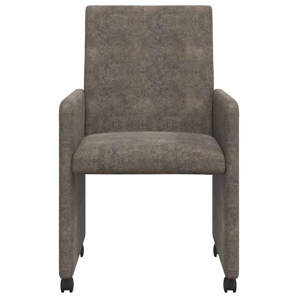 vidaXL Krzesełka jadalne na kółkach 2 pcs ciemno szary 57 x 66 x 94 cm
