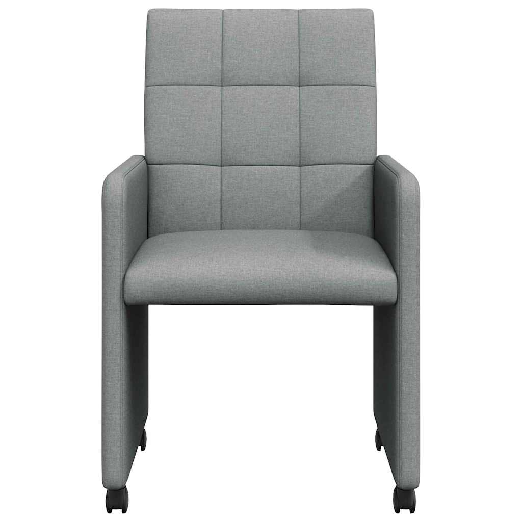 vidaXL Krzesełka jadalne na kółkach 2 pcs Jasnoszary 58 x 65 x 94 cm
