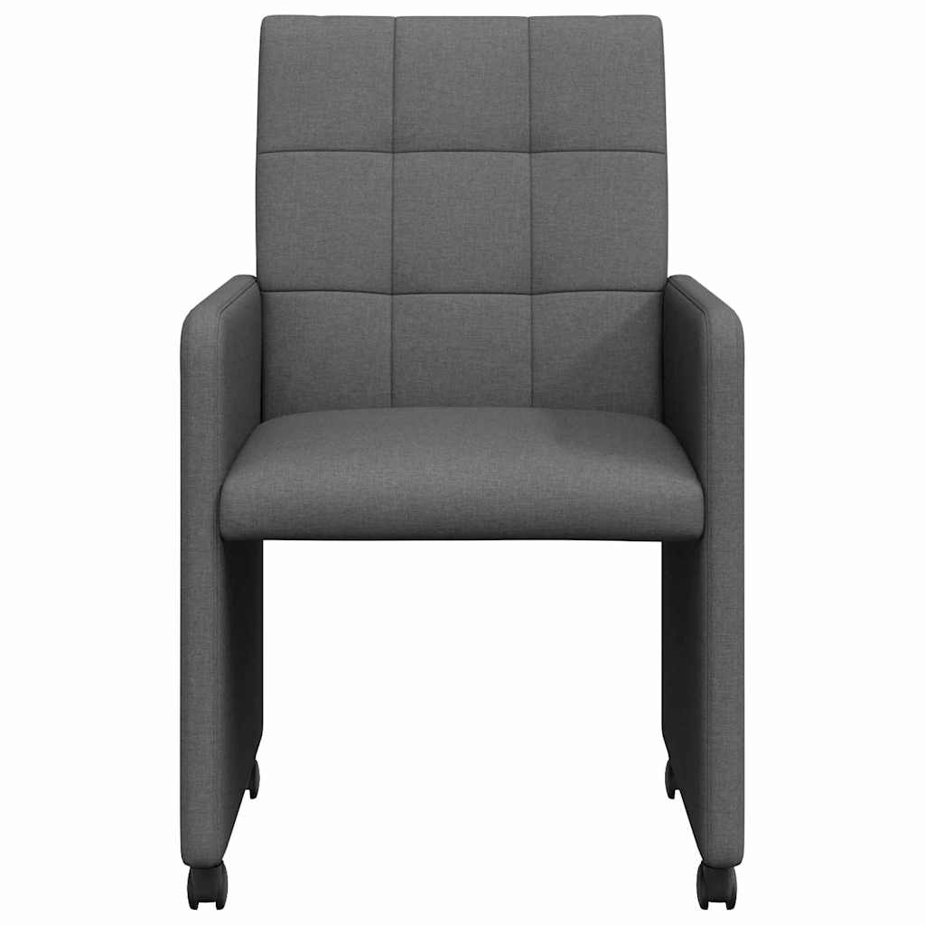 vidaXL Krzesełka jadalne na kółkach 2 pcs ciemno szary 58 x 65 x 94 cm