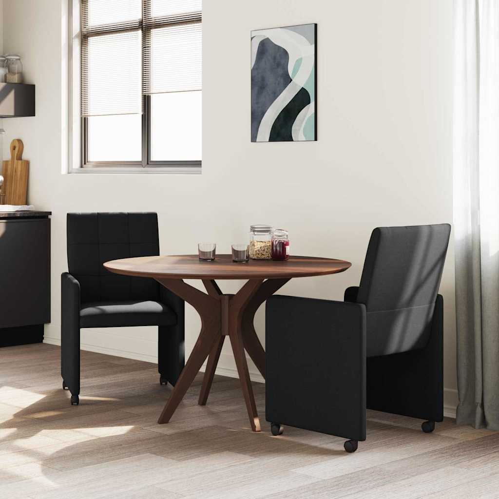 vidaXL Krzesełka jadalne na kółkach 2 pcs Czarny 58 x 65 x 94 cm