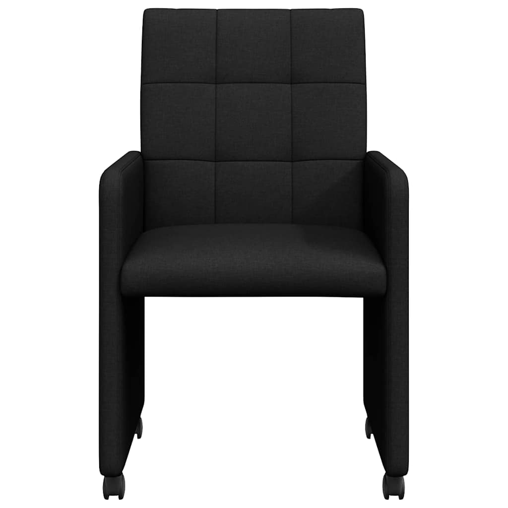 vidaXL Krzesełka jadalne na kółkach 2 pcs Czarny 58 x 65 x 94 cm