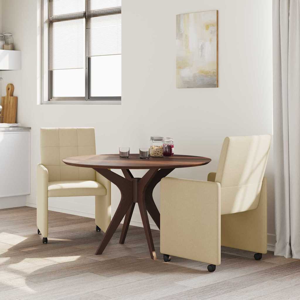 vidaXL Krzesełka jadalne na kółkach 2 pcs Kremowy 58 x 65 x 94 cm
