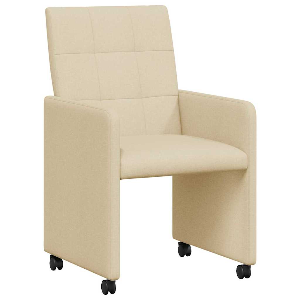 vidaXL Krzesełka jadalne na kółkach 2 pcs Kremowy 58 x 65 x 94 cm