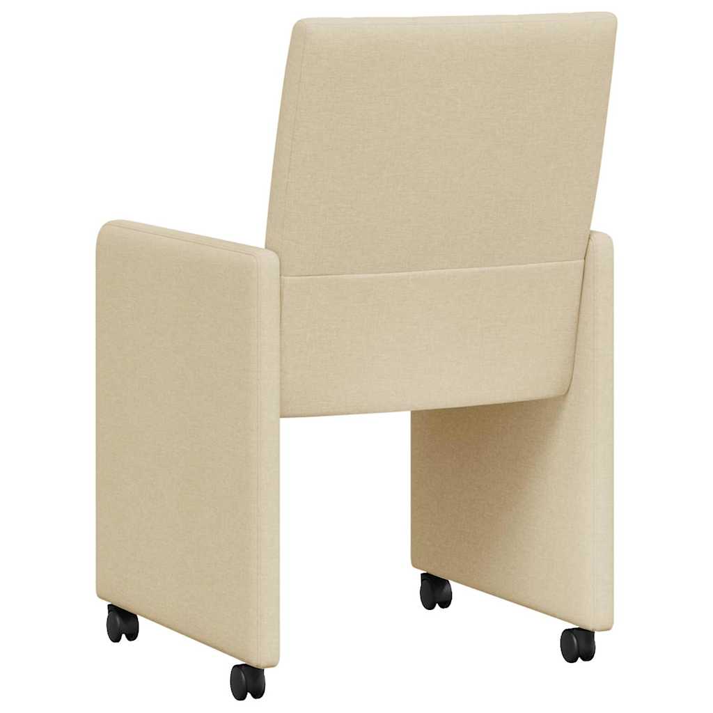 vidaXL Krzesełka jadalne na kółkach 2 pcs Kremowy 58 x 65 x 94 cm