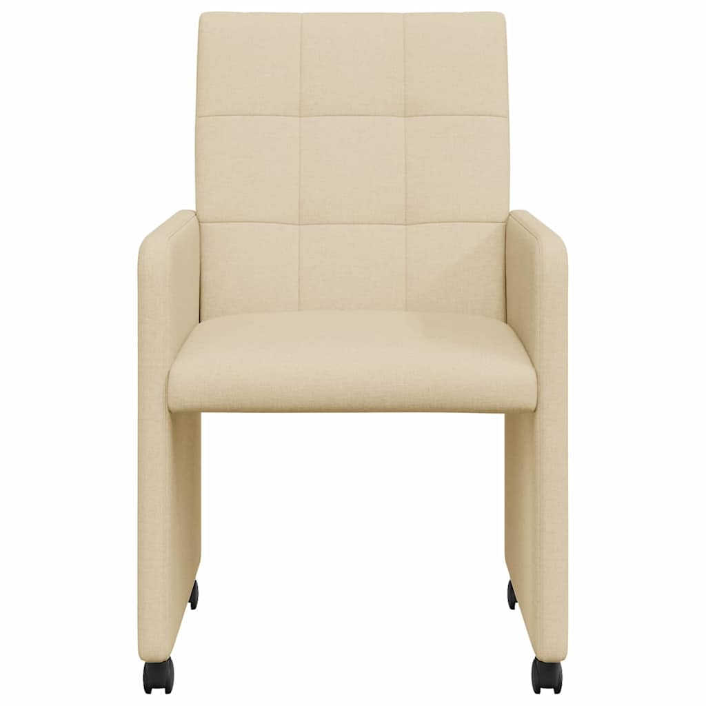 vidaXL Krzesełka jadalne na kółkach 2 pcs Kremowy 58 x 65 x 94 cm