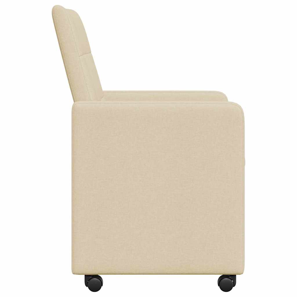 vidaXL Krzesełka jadalne na kółkach 2 pcs Kremowy 58 x 65 x 94 cm