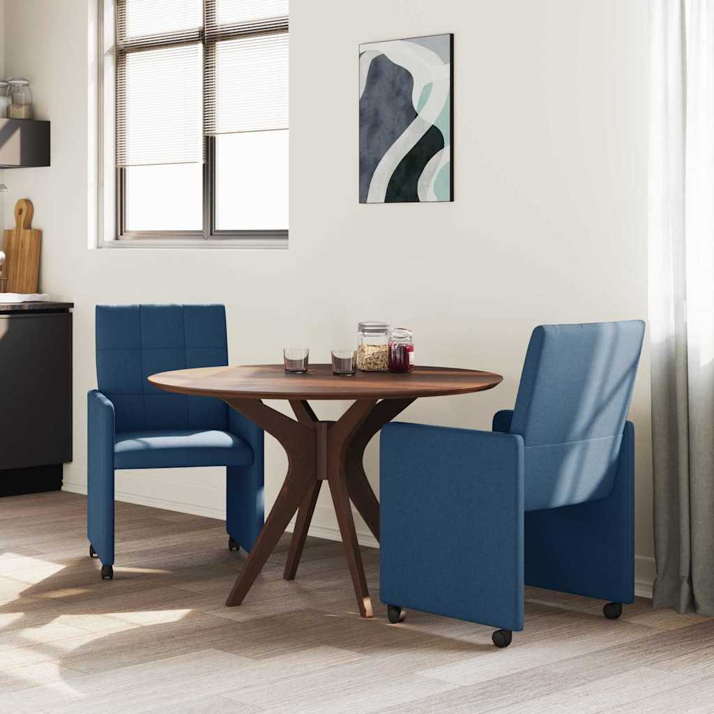 vidaXL Krzesełka jadalne na kółkach 2 pcs Niebieski 58 x 65 x 94 cm