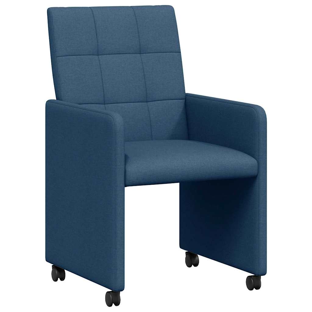 vidaXL Krzesełka jadalne na kółkach 2 pcs Niebieski 58 x 65 x 94 cm