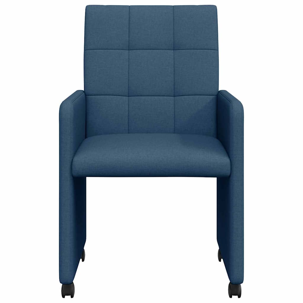 vidaXL Krzesełka jadalne na kółkach 2 pcs Niebieski 58 x 65 x 94 cm