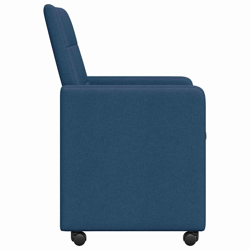 vidaXL Krzesełka jadalne na kółkach 2 pcs Niebieski 58 x 65 x 94 cm