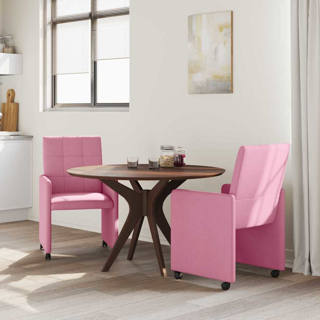 vidaXL Krzesełka jadalne na kółkach 2 pcs Różowy 58 x 65 x 94 cm