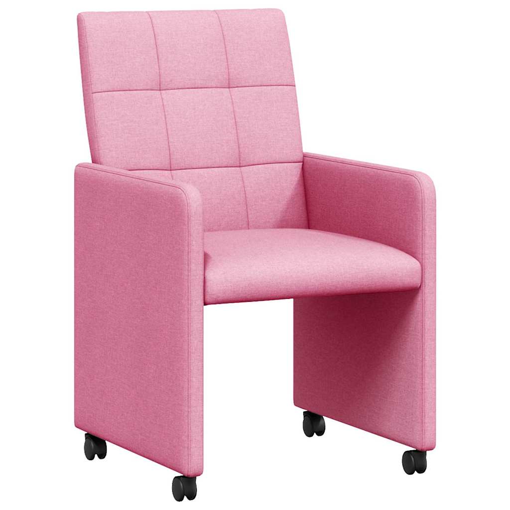 vidaXL Krzesełka jadalne na kółkach 2 pcs Różowy 58 x 65 x 94 cm