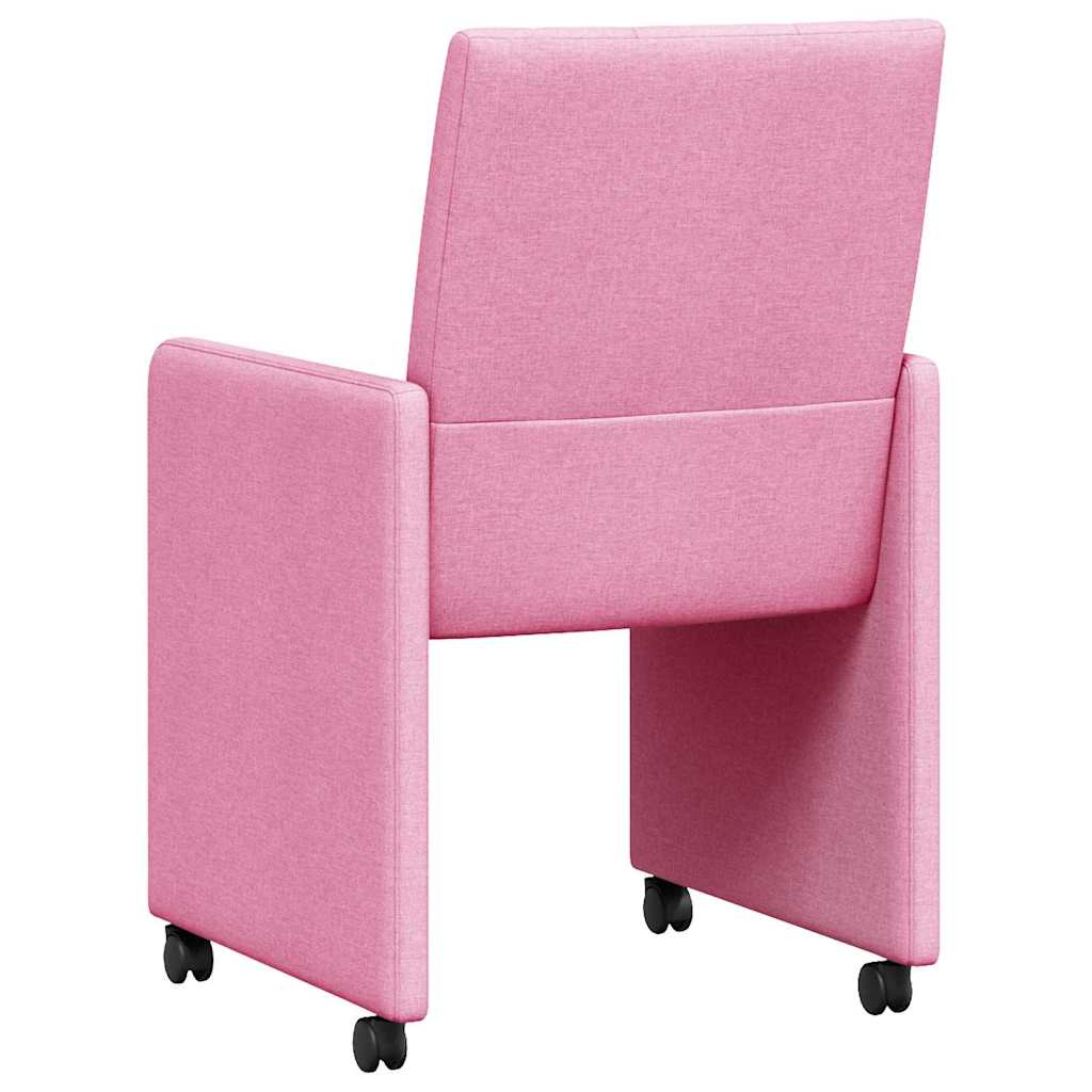 vidaXL Krzesełka jadalne na kółkach 2 pcs Różowy 58 x 65 x 94 cm
