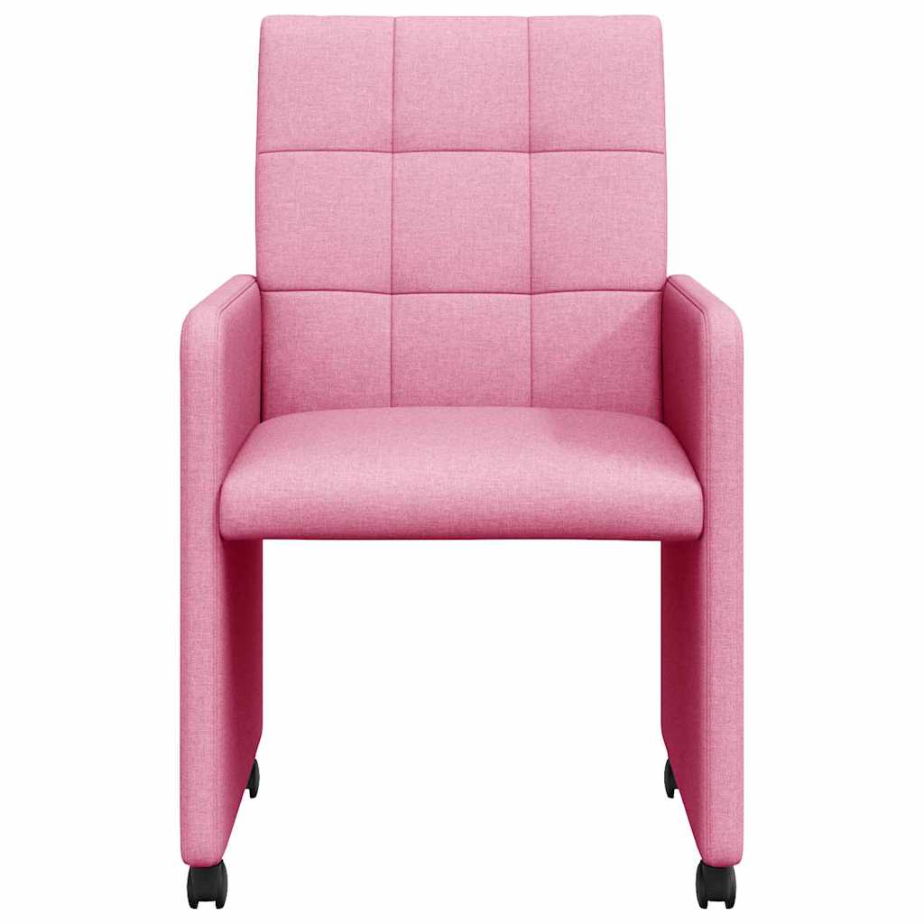 vidaXL Krzesełka jadalne na kółkach 2 pcs Różowy 58 x 65 x 94 cm