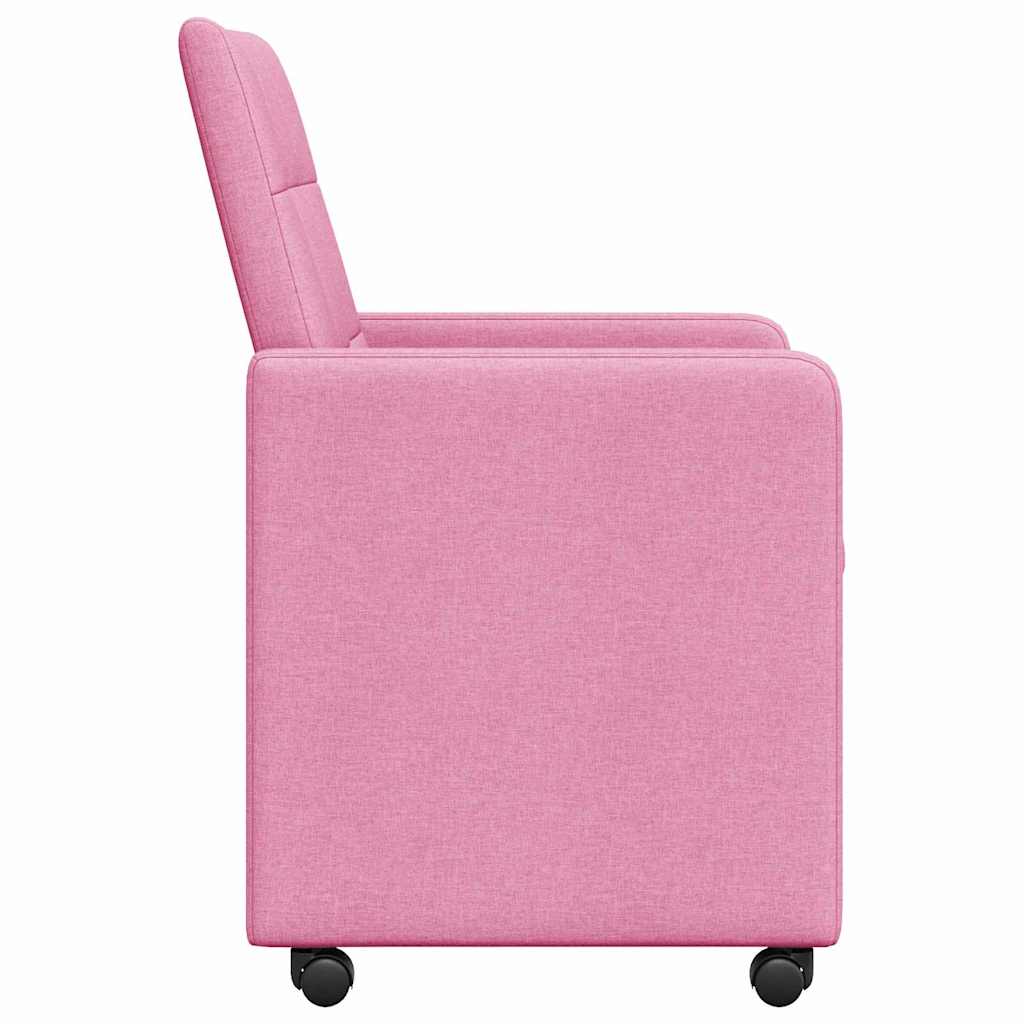vidaXL Krzesełka jadalne na kółkach 2 pcs Różowy 58 x 65 x 94 cm