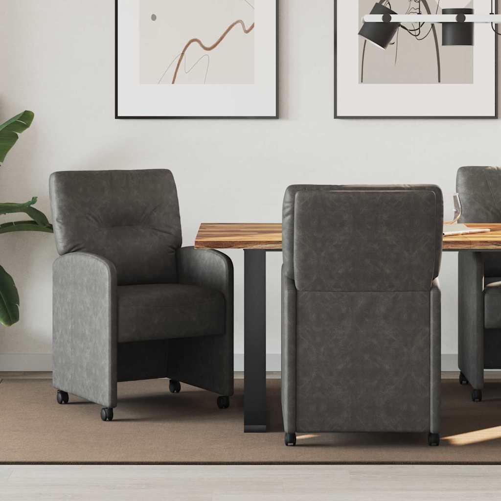 vidaXL Krzesełka jadalne na kółkach 2 pcs Czarny 57 x 67 x 95 cm