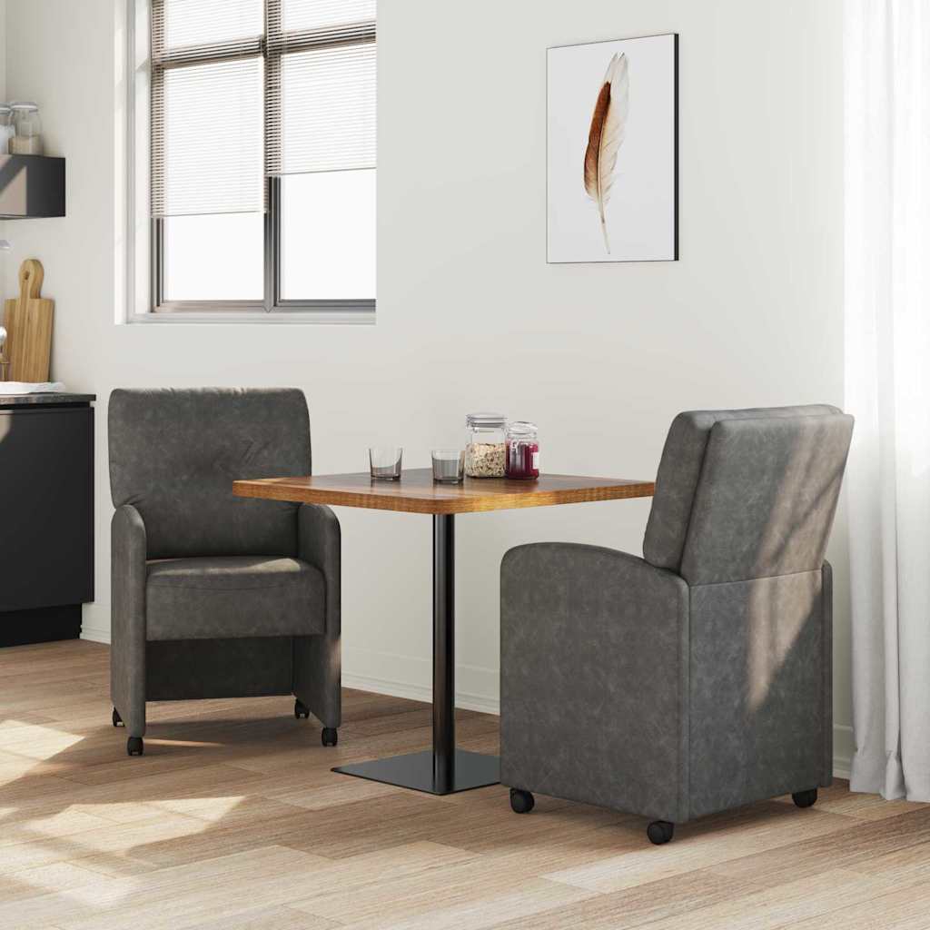 vidaXL Krzesełka jadalne na kółkach 2 pcs Czarny 57 x 67 x 95 cm