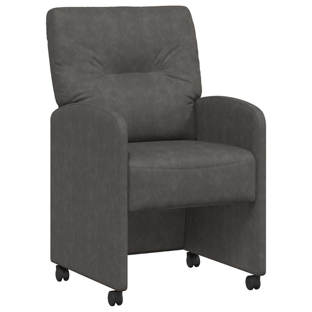 vidaXL Krzesełka jadalne na kółkach 2 pcs Czarny 57 x 67 x 95 cm