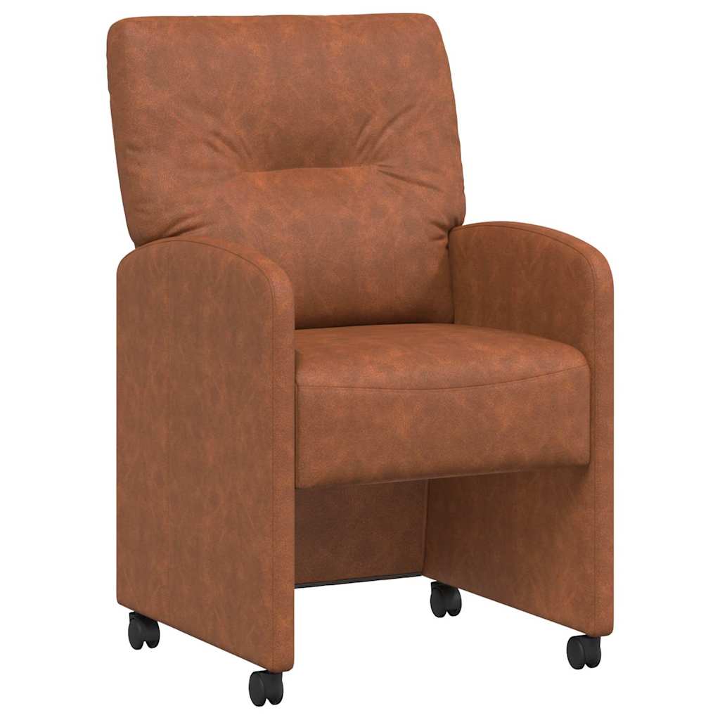 vidaXL Krzesełka jadalne na kółkach 2 pcs Brązowy 57 x 67 x 95 cm