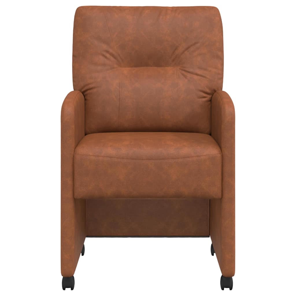 vidaXL Krzesełka jadalne na kółkach 2 pcs Brązowy 57 x 67 x 95 cm
