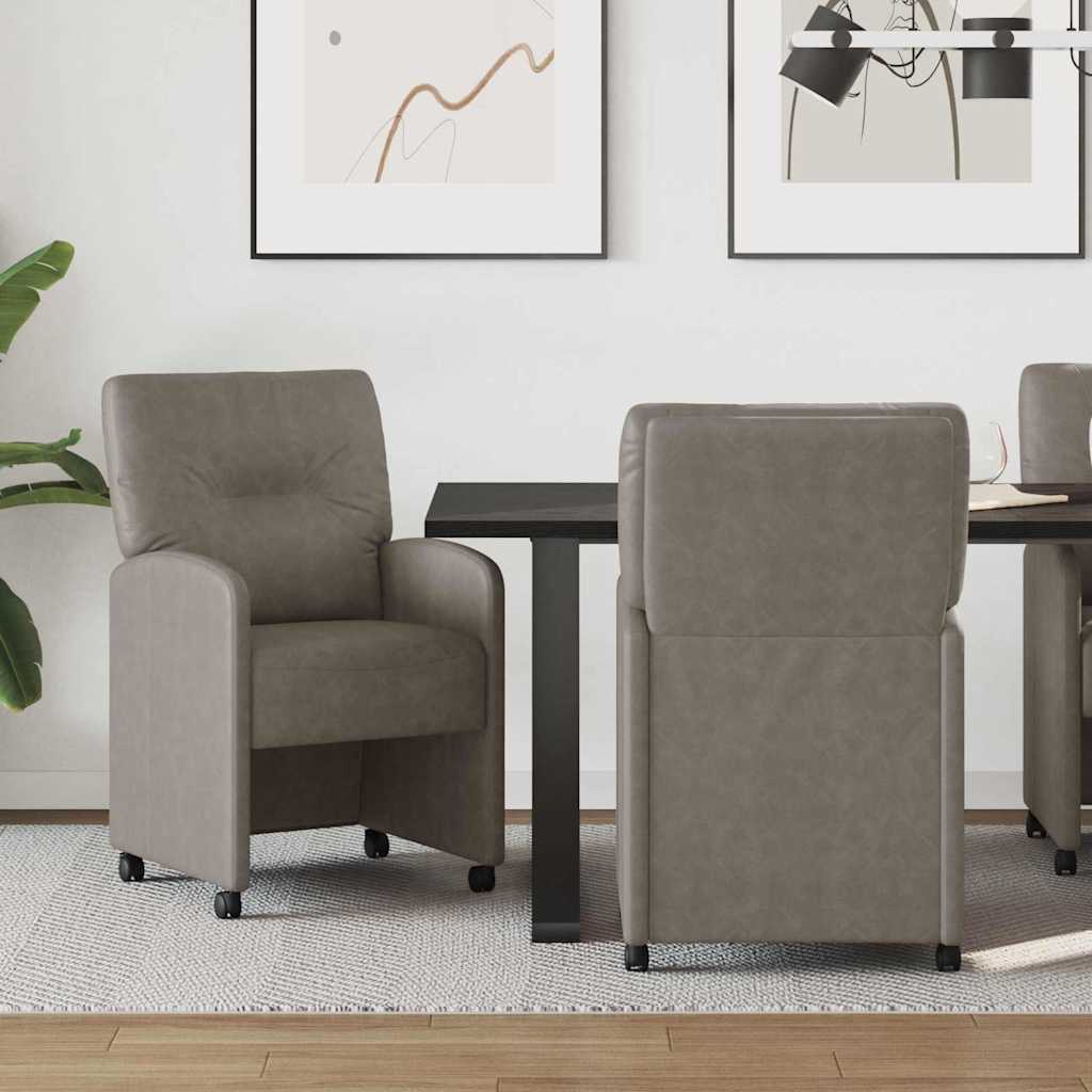 vidaXL Krzesełka jadalne na kółkach 2 pcs Szary 57 x 67 x 95 cm