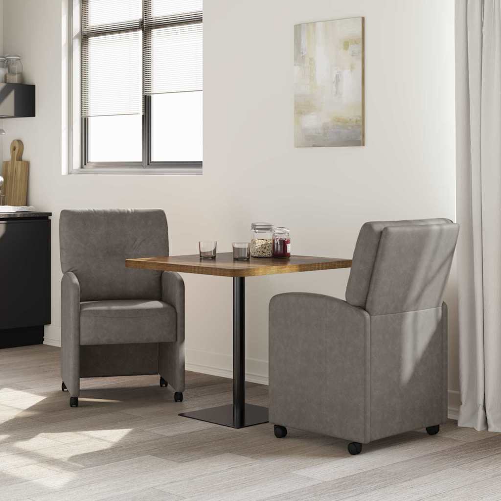 vidaXL Krzesełka jadalne na kółkach 2 pcs Szary 57 x 67 x 95 cm