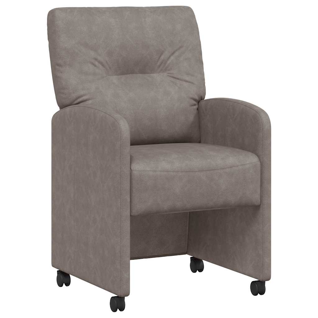 vidaXL Krzesełka jadalne na kółkach 2 pcs Szary 57 x 67 x 95 cm