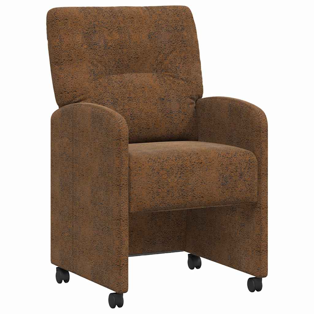 vidaXL Krzesełka jadalne na kółkach 2 pcs Brązowy 57 x 67 x 95 cm