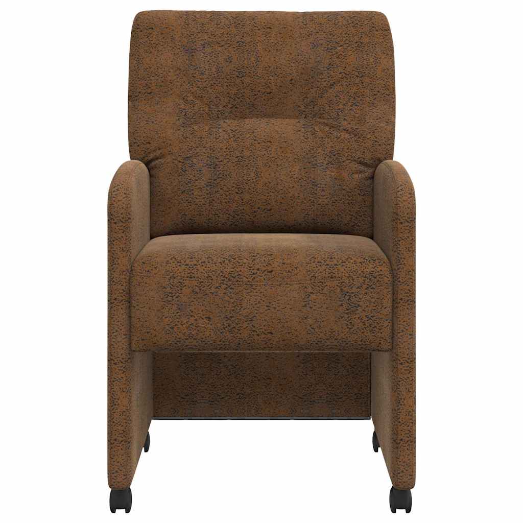 vidaXL Krzesełka jadalne na kółkach 2 pcs Brązowy 57 x 67 x 95 cm